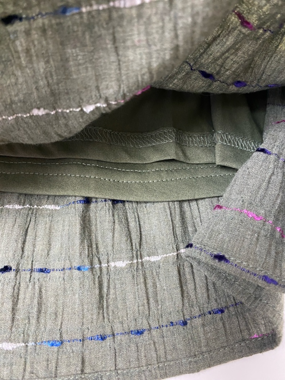 Entro Olive Textured Min Dress With Multi Color Ric Rac Trim Sz S - Picture 8 of 13